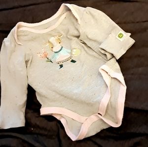 John Deere cow onesie, baby girl 9 months